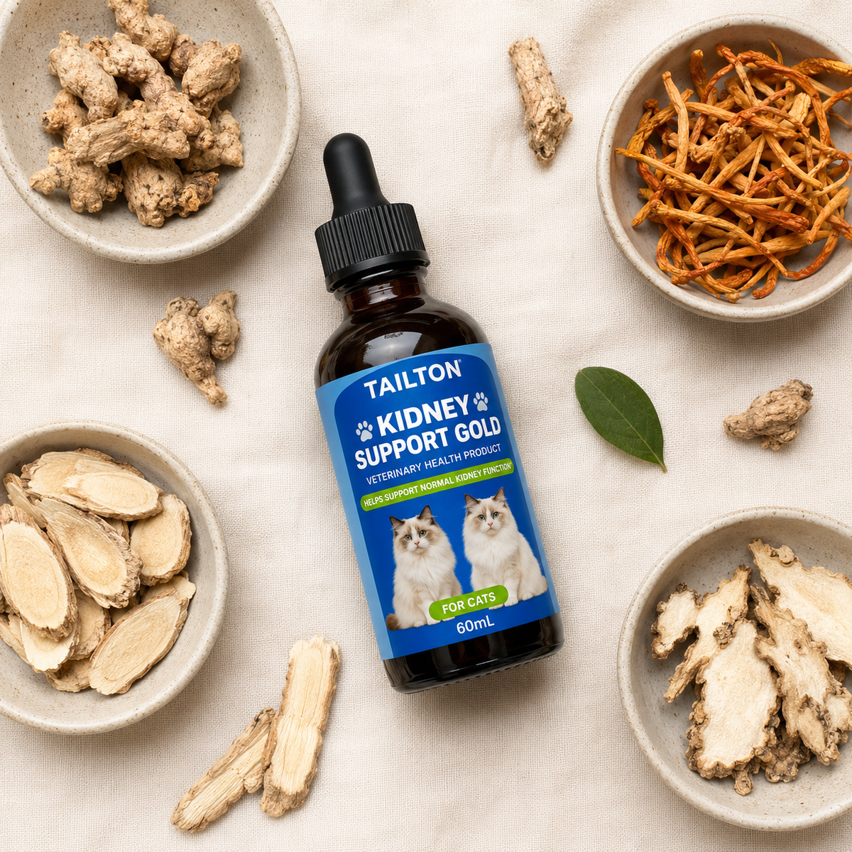 The four botanicals — flat lay