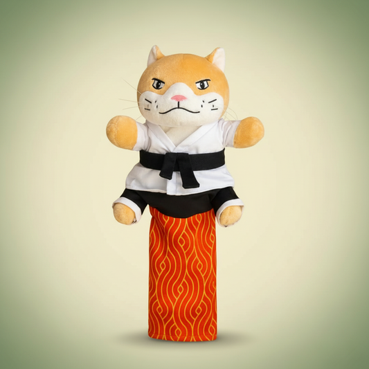 Tailton Sensei Cat wrestling puppet with padded arm guard